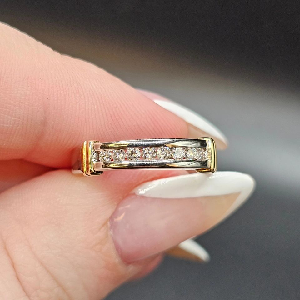 14k Yellow and White gold ring with 8 diamonds