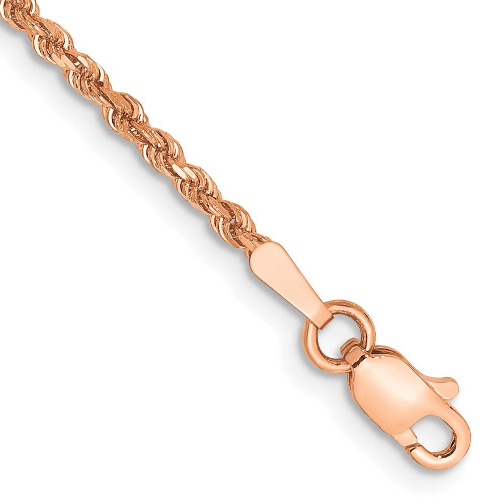 Chaîne corde en or rose 14 carats, 1,75 mm, à facettes diamantées