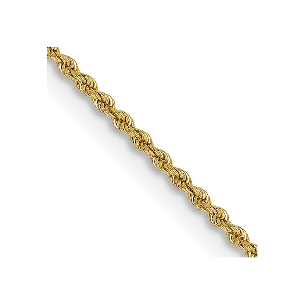 14k 2.0 mm Solid Rope Chain in yellow gold, with a polished finish and tightly twisted interlocking links.