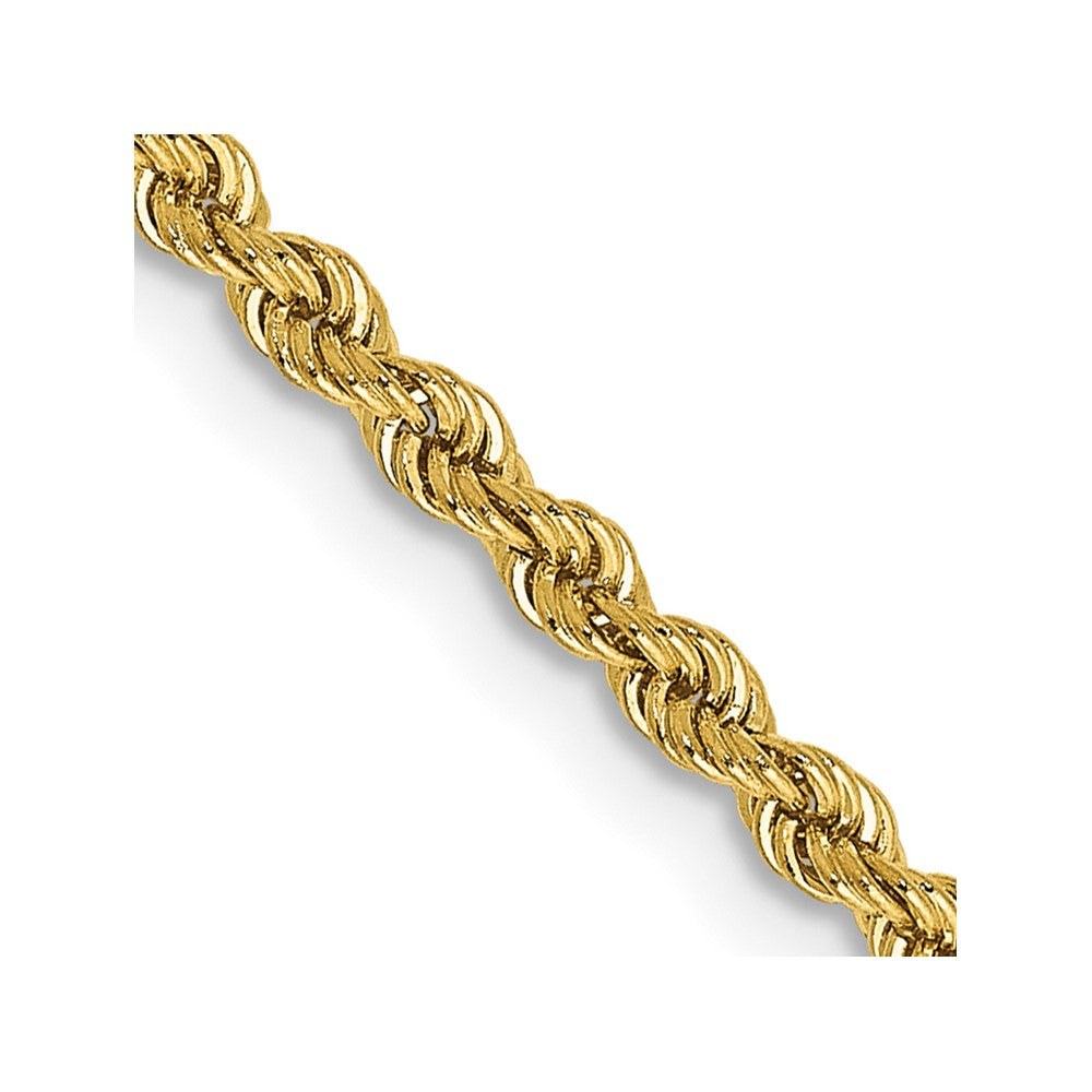 14k 2.25 mm Solid Rope Chain in yellow gold, featuring tightly twisted links with a polished finish.