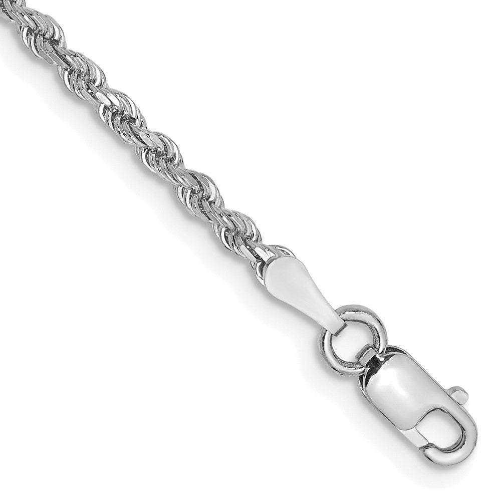 Diamond-cut rope chain in 14k White Gold, featuring a polished silver-tone finish and lobster clasp.