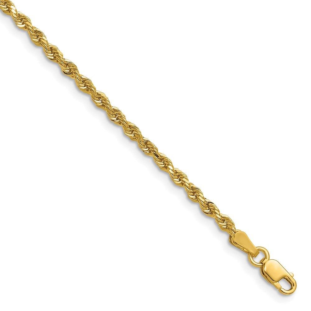 Gold rope chain with a twisted, diamond-cut finish and lobster clasp; 14k 2.25 mm Diamond-cut Rope Chain