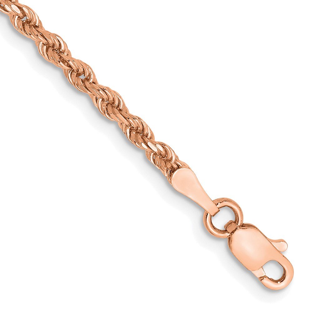 Chaîne corde en or rose 14 carats de 2,25 mm, à facettes diamantées