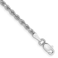 Rope chain in 14k White Gold, polished silver-toned metal with diamond-cut links and a lobster clasp.