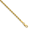 14k 2.75 mm Diamond-cut Rope Chain in yellow gold, featuring a tightly twisted rope design and lobster clasp.