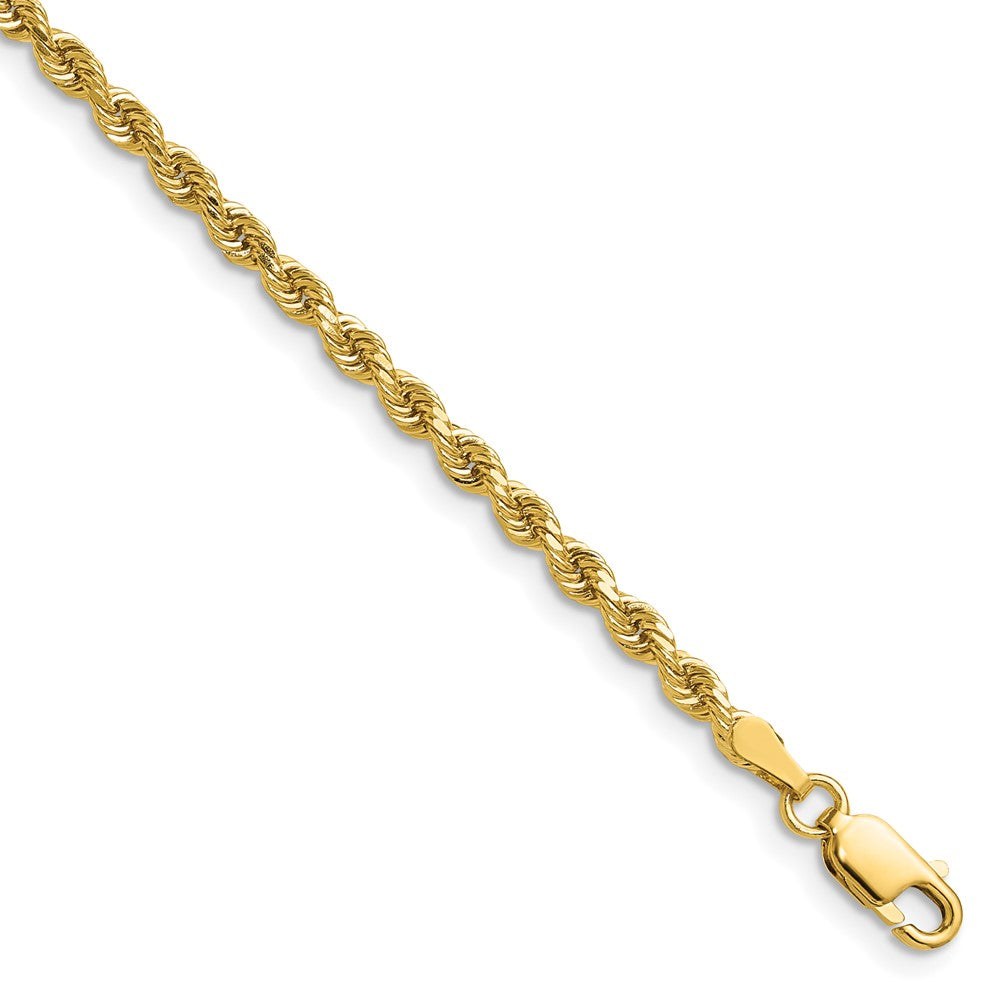 14k 2.75 mm Diamond-cut Rope Chain in yellow gold, featuring a tightly twisted rope design and lobster clasp.