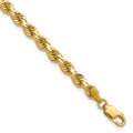 14k 4.25 mm Diamond-cut Rope Chain in polished yellow gold, with a thick twisted link design and lobster clasp.