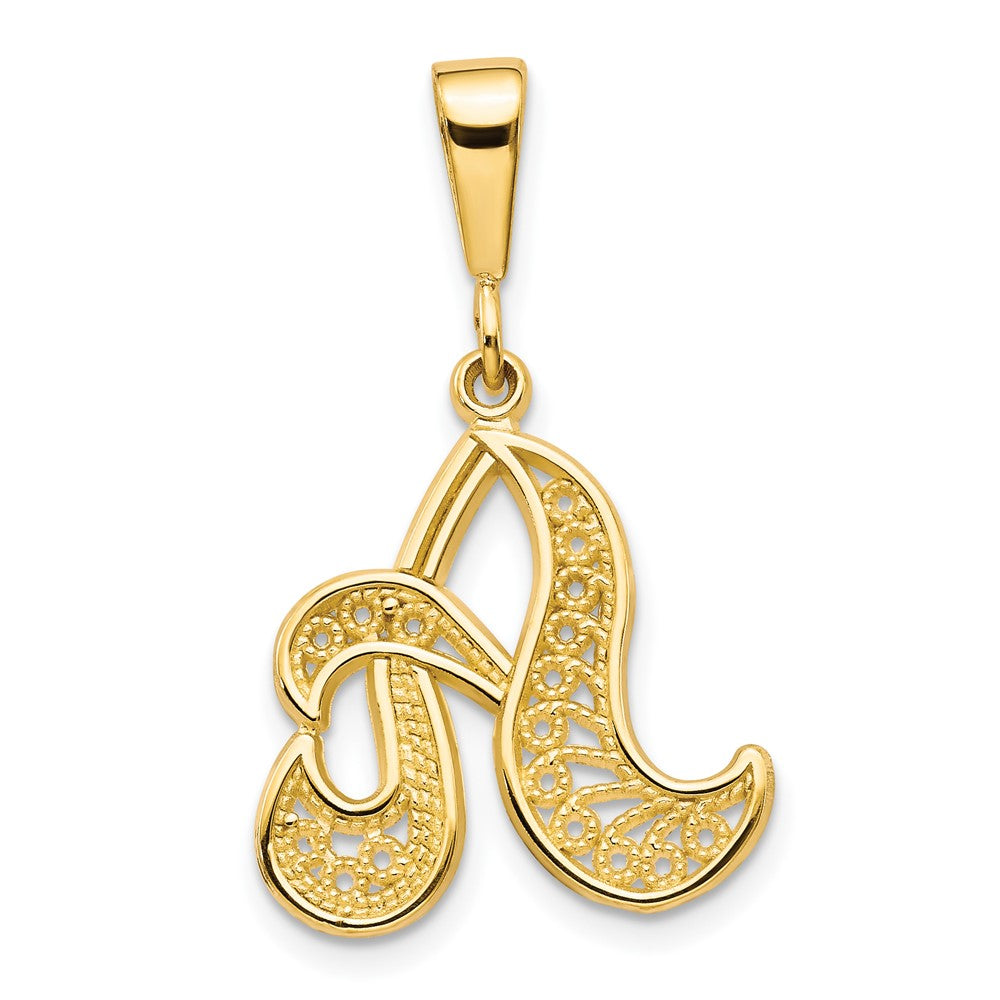 Pendentif initiale A en filigrane 10k
