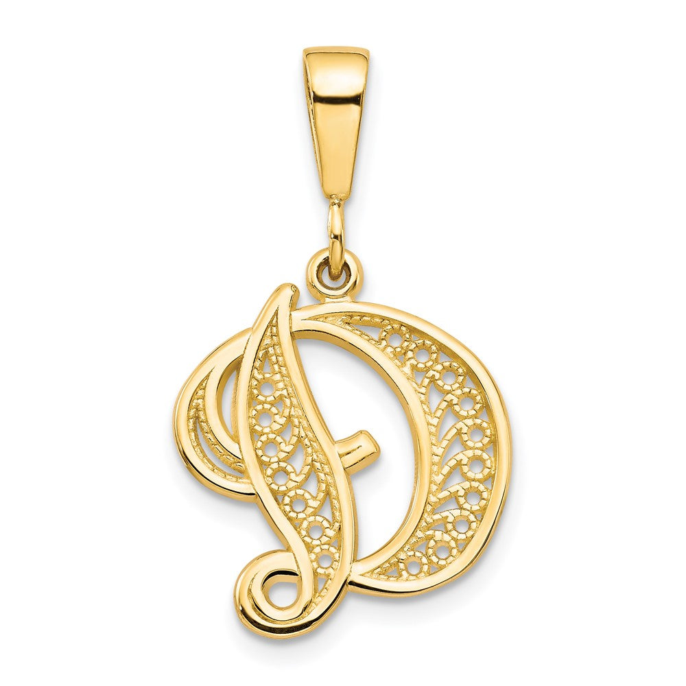 Pendentif lettre initiale en filigrane or 10 ct