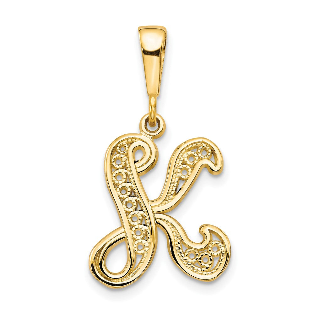 Pendentif K initial de 10 carats