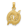 10k 3D Pisces Zodiac Pendant