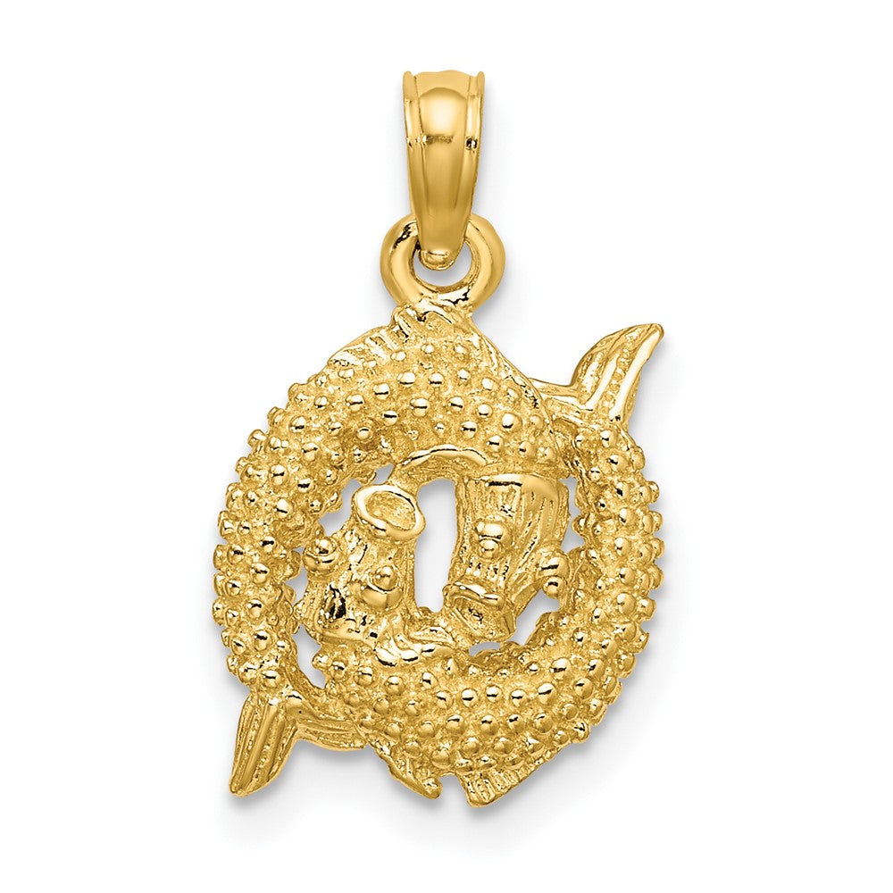 Pendentif 3D du signe du zodiaque Poissons en or 10 ct