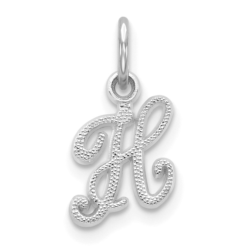 10k White Gold Initial H Charm