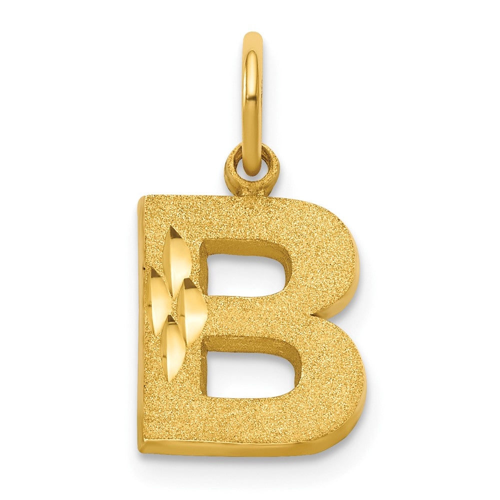 10k Satin Diamond-cut Initial B Charm