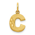 Charme initiale C en or 10 carats, finition satinée et taille diamant