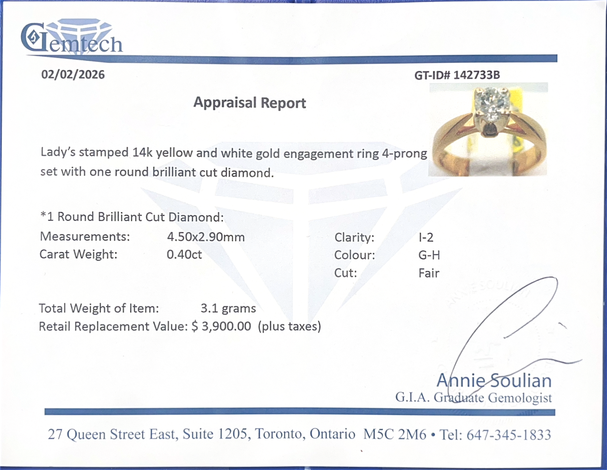 Simply Classic Engagement Ring in 14k yellow and white gold with 0.40ct round brilliant diamond