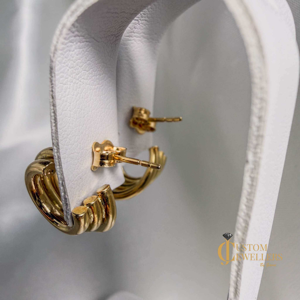18k gold triple row layered hoop huggies earrings for women