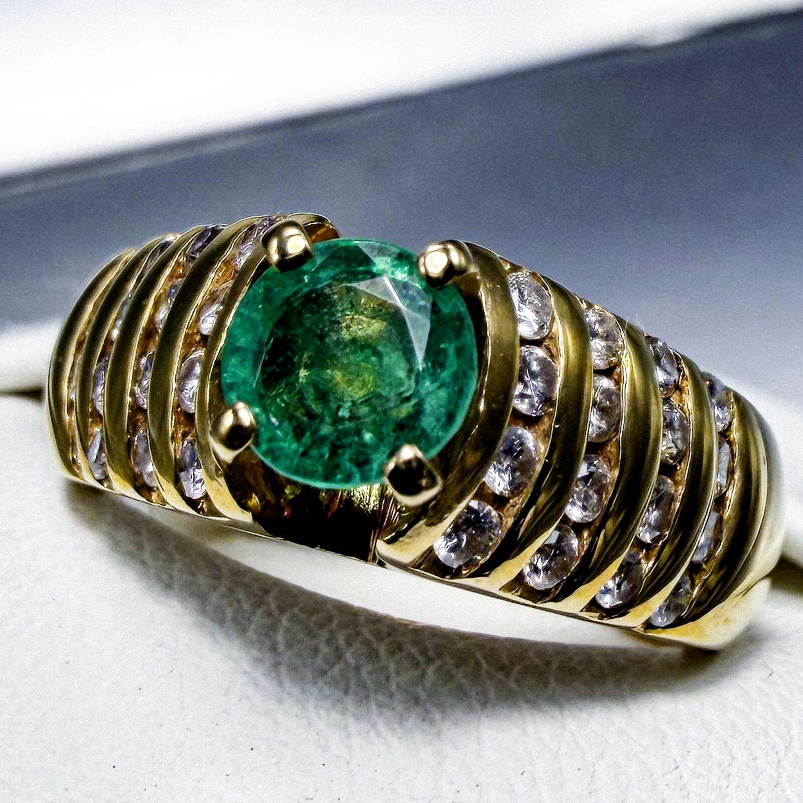14K Yellow Gold Emerald and Diamond Dress Ring | Custom Jewellers by Gianni