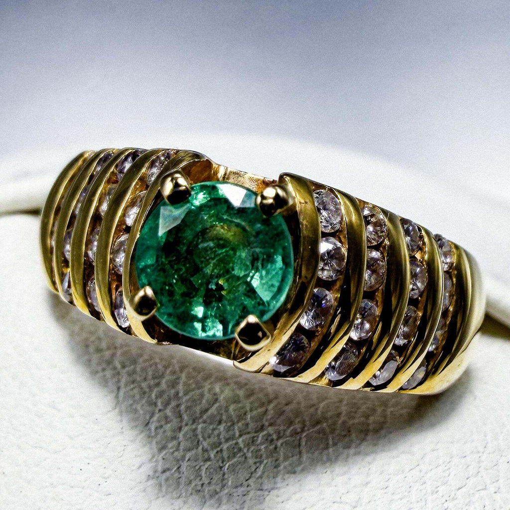 14K Yellow Gold Emerald and Diamond Dress Ring | Custom Jewellers by Gianni