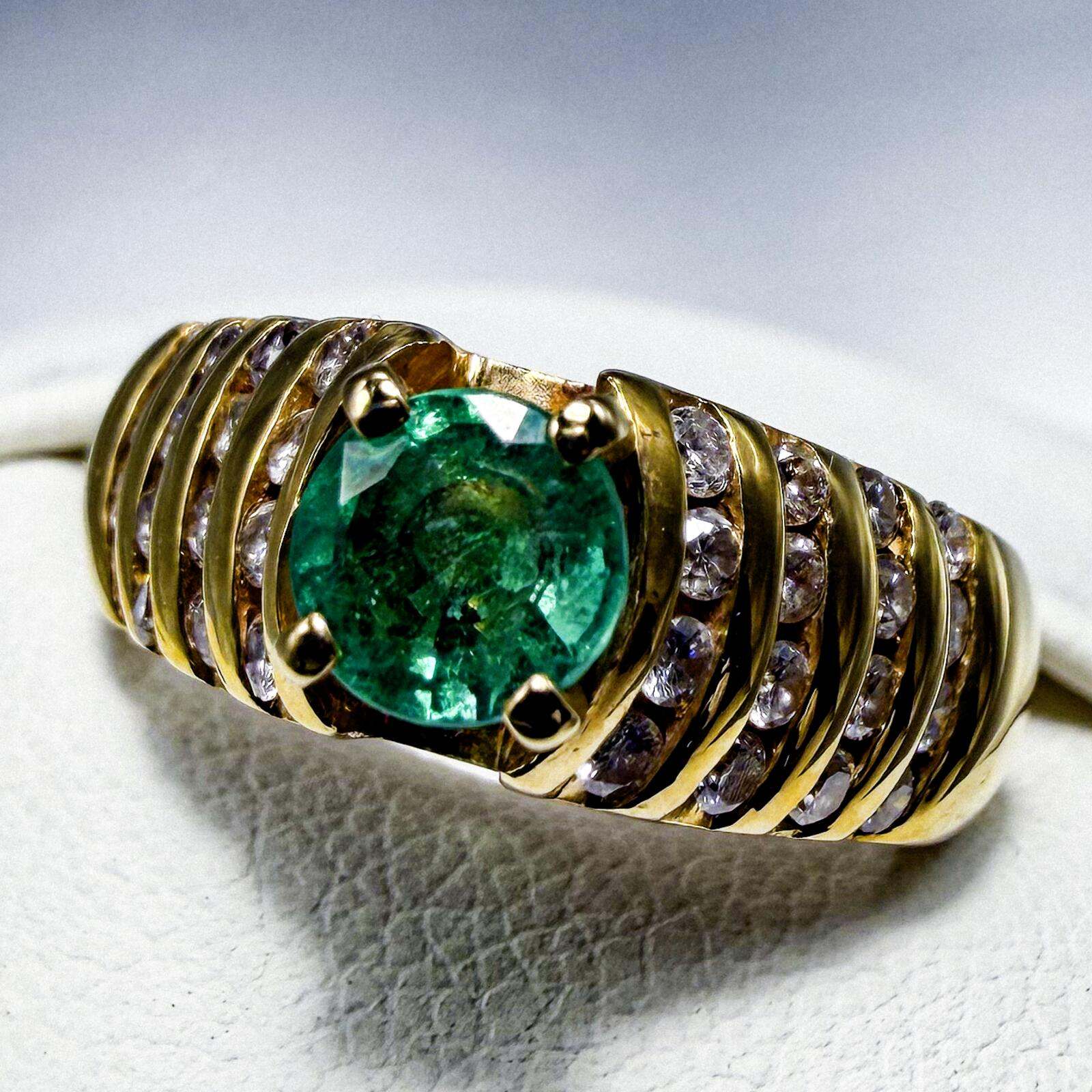 14K Yellow Gold Emerald and Diamond Dress Ring | Custom Jewellers by Gianni