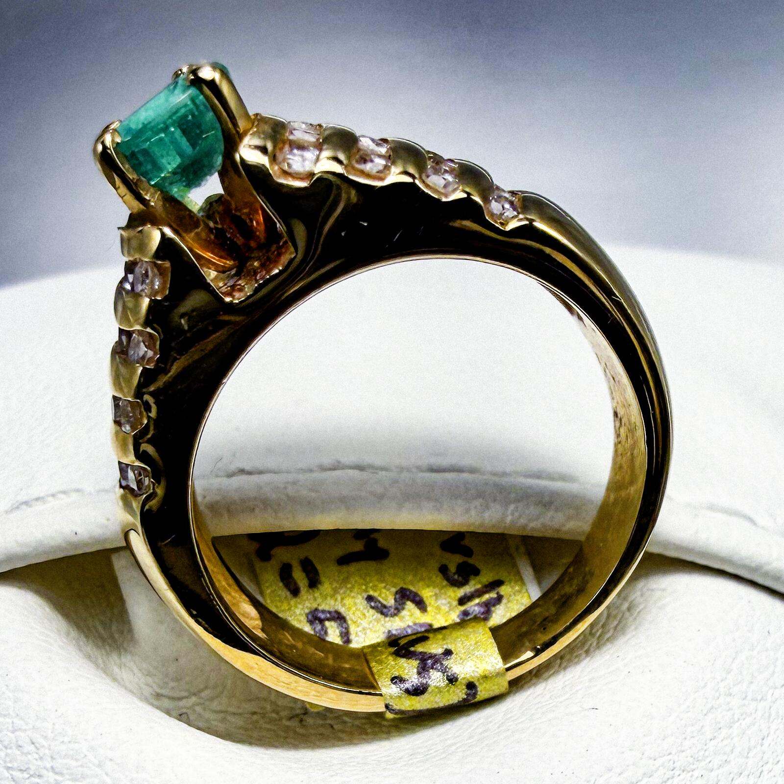 14K Yellow Gold Emerald and Diamond Dress Ring | Custom Jewellers by Gianni