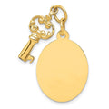 14k Polished Engravable Disc and Key Charm