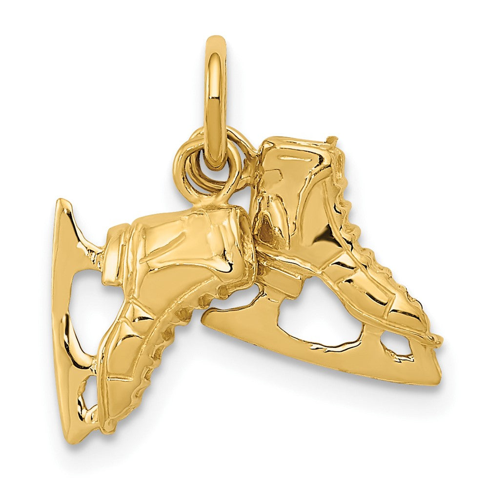 Paire de charms patins à glace 3D en or 14k
