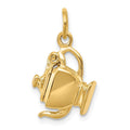 14k 3D Tea Pot charm in polished yellow gold, with an opening lid and detailed handle and spout.
