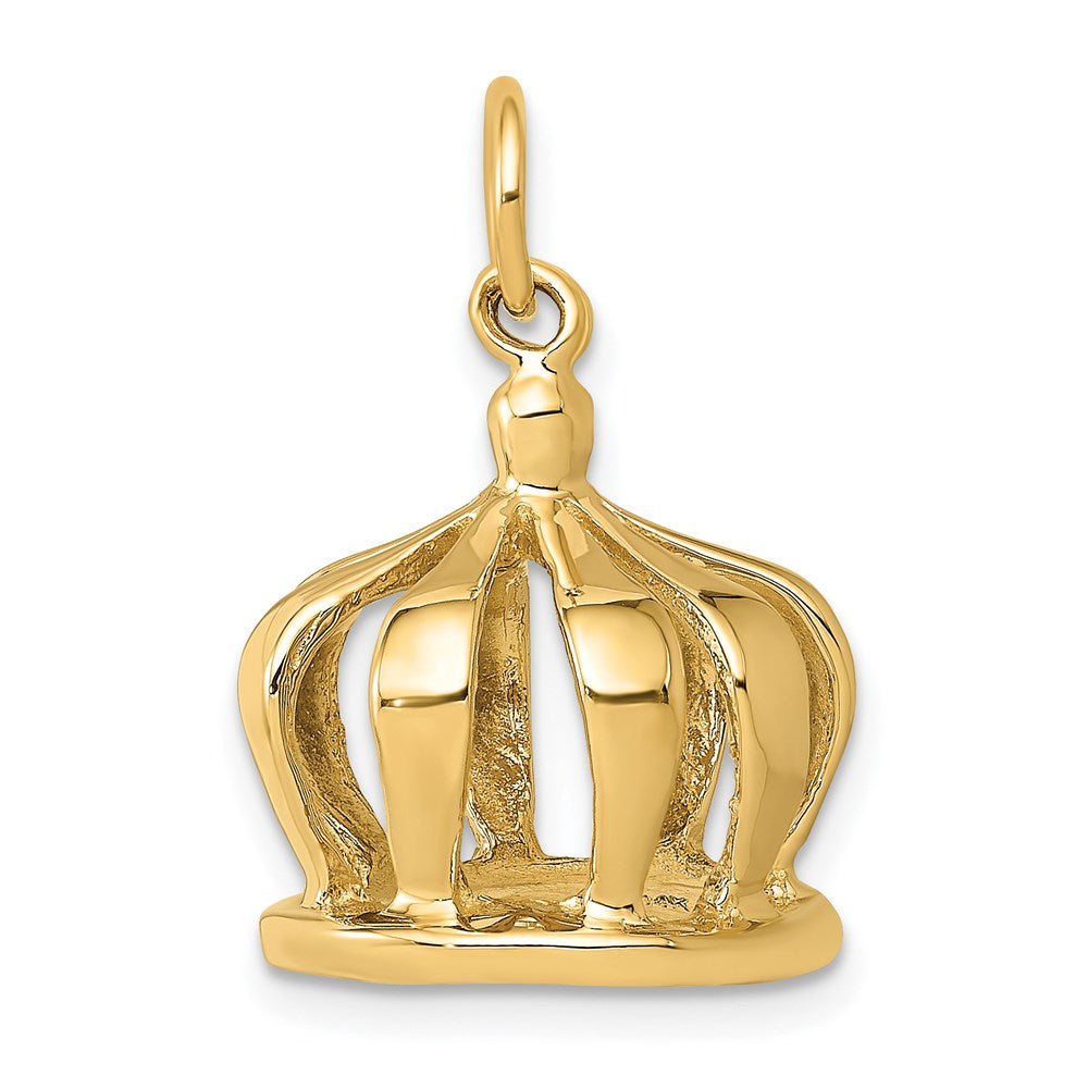 Pendentif couronne 3D en or 14 carats
