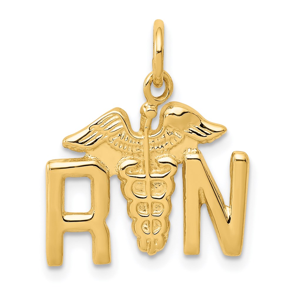 Breloque d’infirmière diplômée RN en or 14 carats