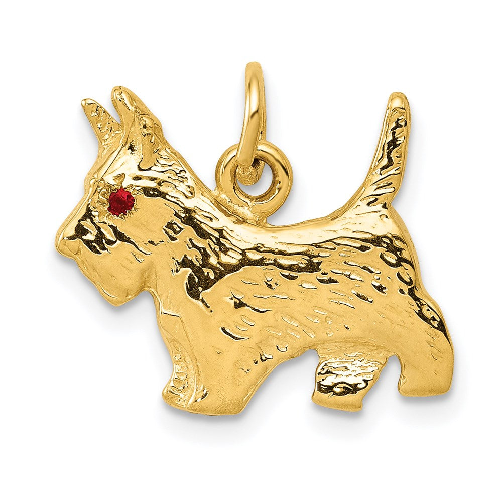 Pendentif chien Scottie avec œil en rubis 14 carats