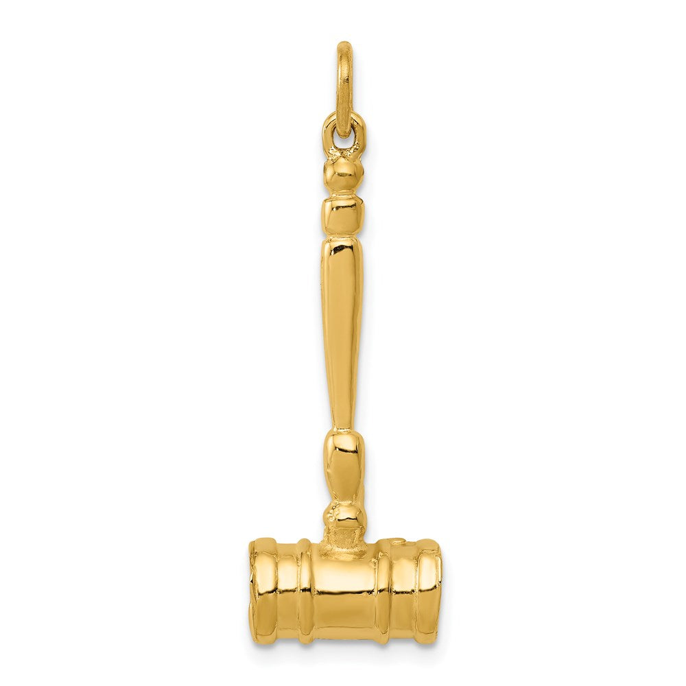 Breloque marteau de juge 3D en or 14 carats