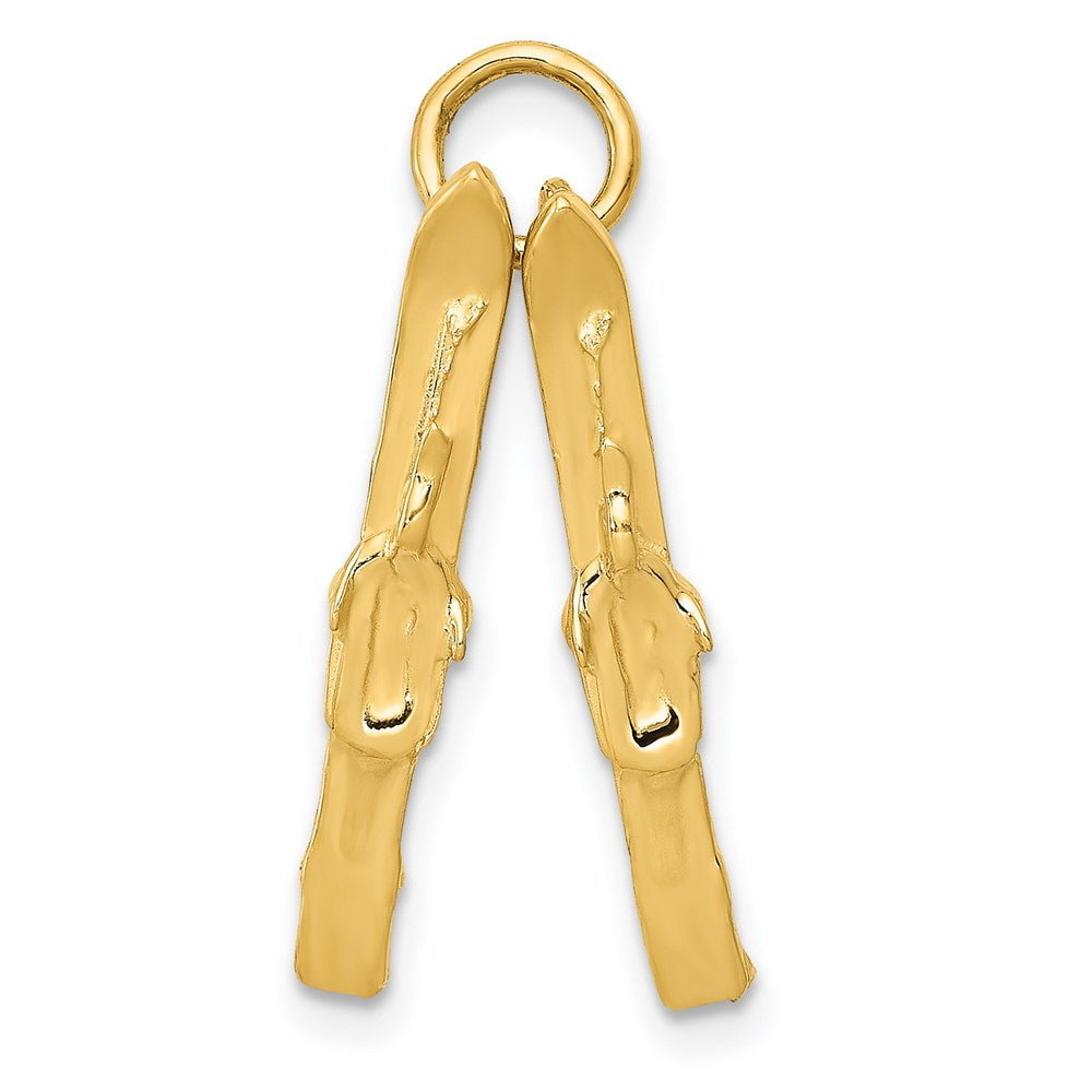 Pendentif skis 3D en or 14 carats