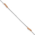 Bracelet de cheville bicolore en perles miroir 14 carats, 9 po avec rallonge de 1 po