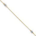Bracelet de cheville à billes miroir bicolore en or 14 carats, 9 po avec rallonge de 1 po
