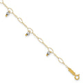 Bracelet de cheville à perles effet miroir bicolore en or 14 carats, 9 po avec rallonge de 1 po