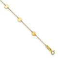 14k Polished Disc Anklet, 9 in with 1 in Extender