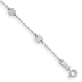 14k White Gold Polished Disc Anklet, 9 in with 1 in Extender