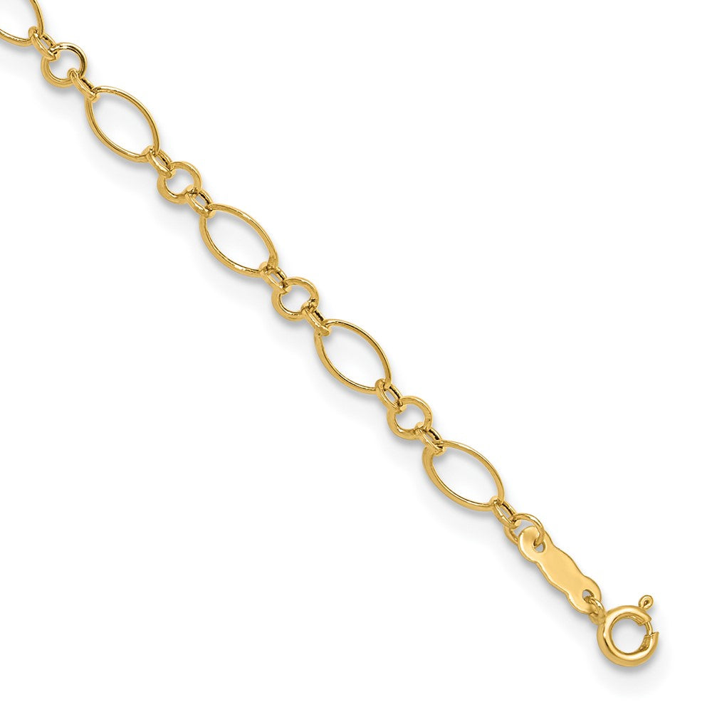 Bracelet de cheville fantaisie en or 14 carats, 9 po avec une rallonge de 1 po