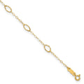 14k Oval Shapes Anklet, 10 in with 1 in Extender