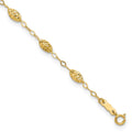 14k Puff Rice Bead Anklet, 9 in with 1 in Extender