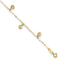 14k Hollow Dangle Circle Anklet, 9 in with 1 in Extender
