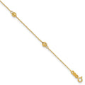 14k Diamond-cut Bead Anklet, with 1 in Extender