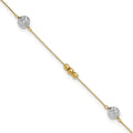 Bracelet de cheville à perles bicolores en or 14 carats, 9 po avec rallonge de 1 po