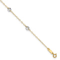 Bracelet de cheville chaîne ovale bicolore 14k avec cercles ondulés, 9 po avec rallonge de 1 po