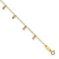 Chevillère à maillons ovales en or 14 carats avec points diamantés, 9 po avec rallonge de 1 po