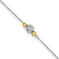 Chevillère Ropa en or blanc 14 carats à billes bicolores diamantées, 9 po avec rallonge de 1 po