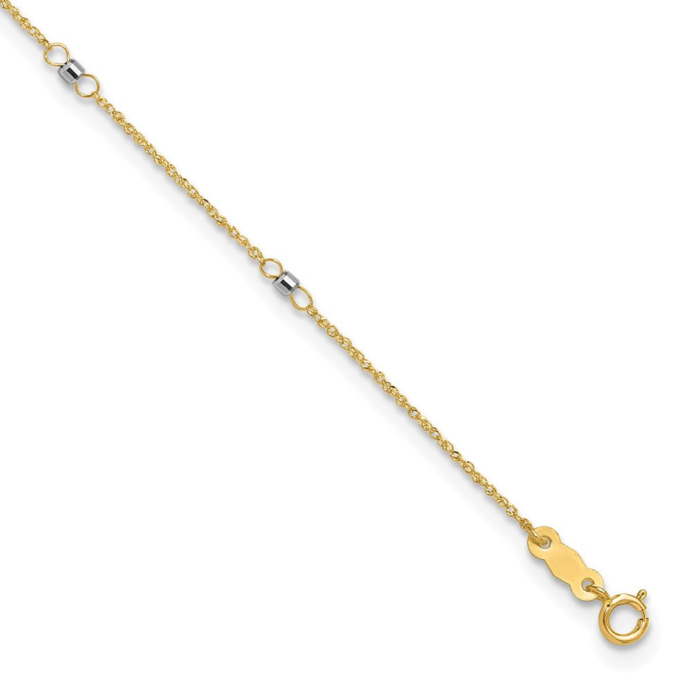 Chevillère Ropa en or bicolore 14 carats à billes miroir, 9 po avec rallonge de 1 po