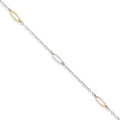 Bracelet de cheville à maillons ovales tricolores en or 14 carats, 9 po avec rallonge de 1 po