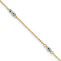 Bracelet de cheville fantaisie bicolore en or 14 carats, 9 po avec rallonge de 1 po